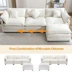 Canapé d'angle en chenille 112,2 po avec ottomane, pour salon, style moderne de luxe