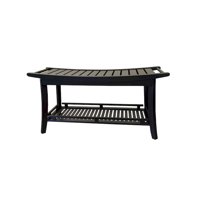 Banc de spa en bambou caramel / noir / naturel, une personne, 99 cm