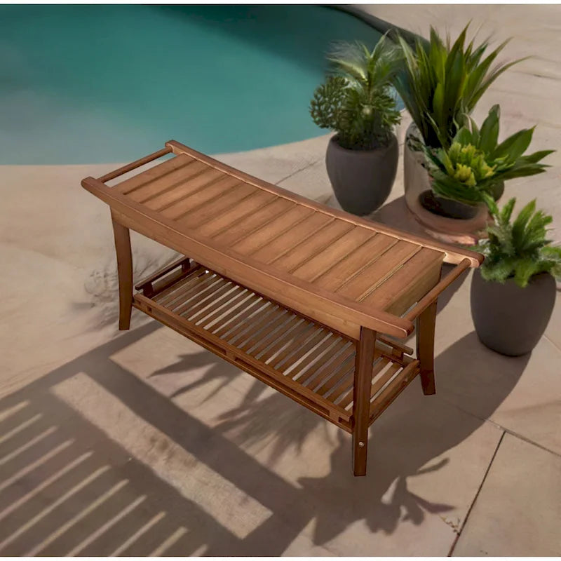 Banc de spa en bambou caramel / noir / naturel, une personne, 99 cm