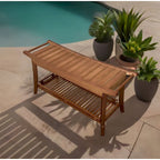 Banc de spa en bambou caramel / noir / naturel, une personne, 99 cm