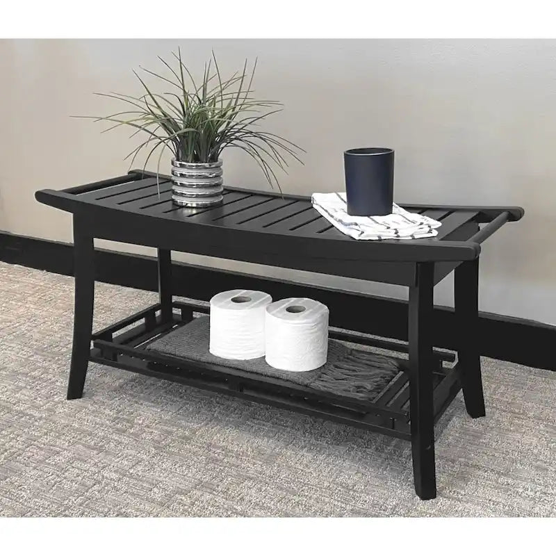 Banc de spa en bambou caramel / noir / naturel, une personne, 99 cm