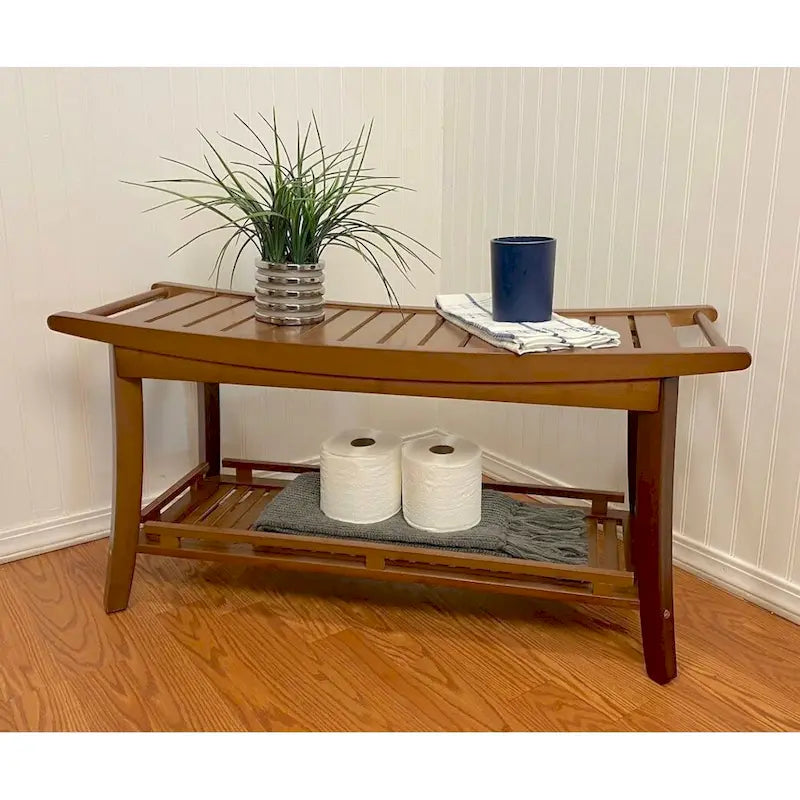 Banc de spa en bambou caramel / noir / naturel, une personne, 99 cm