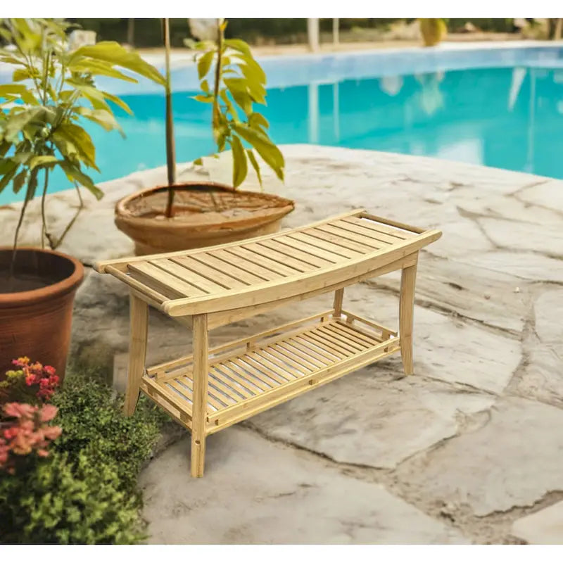 Banc de spa en bambou caramel / noir / naturel, une personne, 99 cm