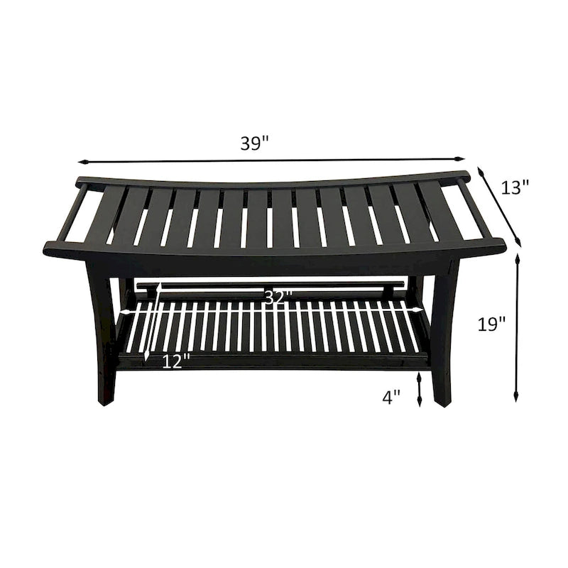 Banc de spa en bambou caramel / noir / naturel, une personne, 99 cm