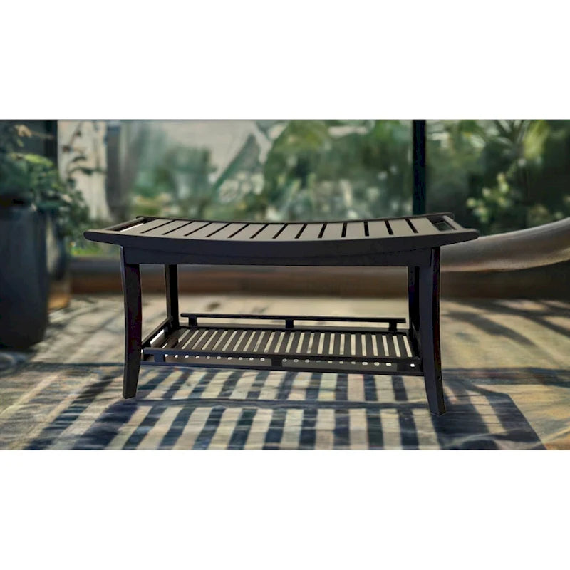 Banc de spa en bambou caramel / noir / naturel, une personne, 99 cm