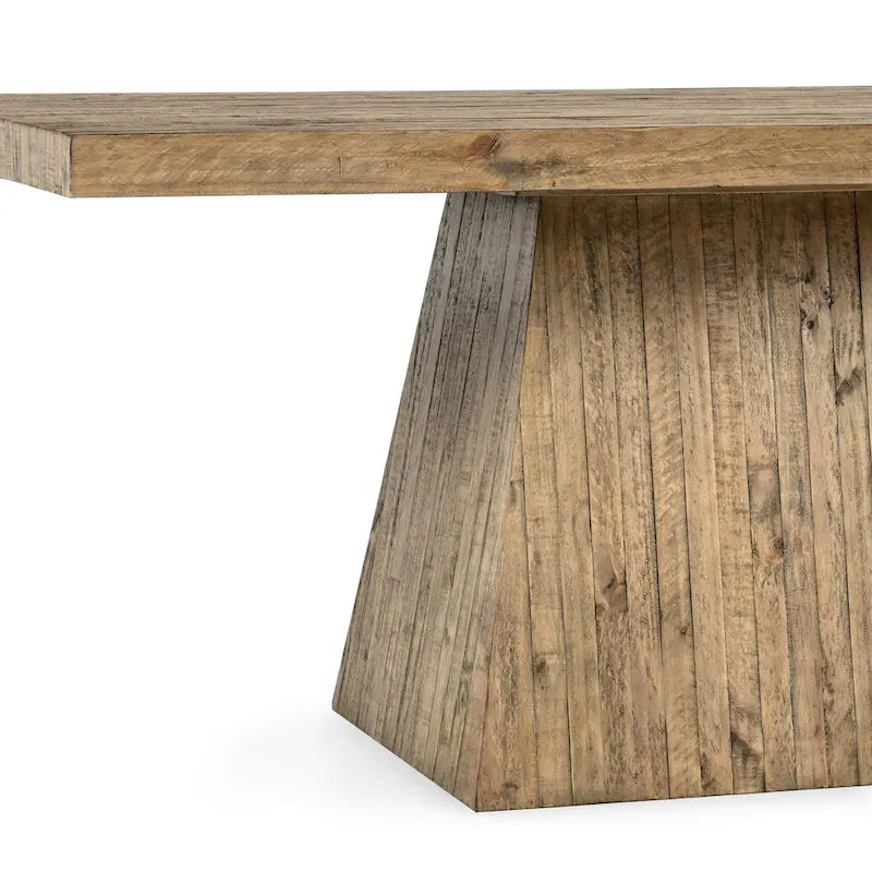 Natural Brown Plinth Base Dining Table, Seats 6–8
