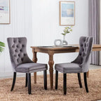 High-end Tufted Solid Wood Contemporary Velvet Upholstered Dining Chair with Wood Legs Nailhead Trim 2-Pcs Set,Gloden