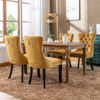 High-end Tufted Solid Wood Contemporary Velvet Upholstered Dining Chair with Wood Legs Nailhead Trim 2-Pcs Set,Gloden