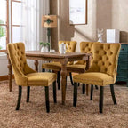 High-end Tufted Solid Wood Contemporary Velvet Upholstered Dining Chair with Wood Legs Nailhead Trim 2-Pcs Set,Gloden