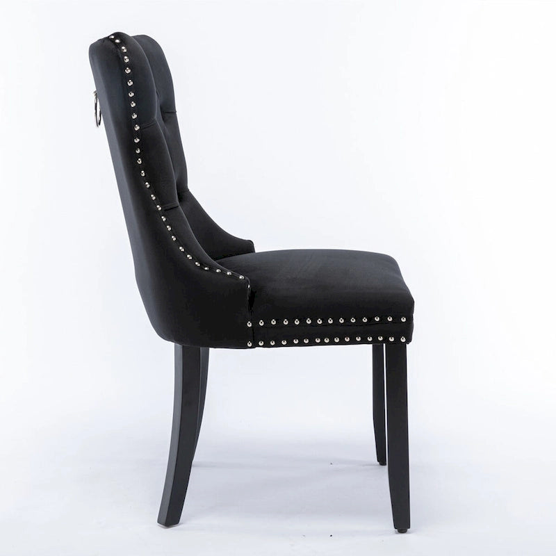 High-end Tufted Solid Wood Contemporary Velvet Upholstered Dining Chair with Wood Legs Nailhead Trim 2-Pcs Set,Gloden