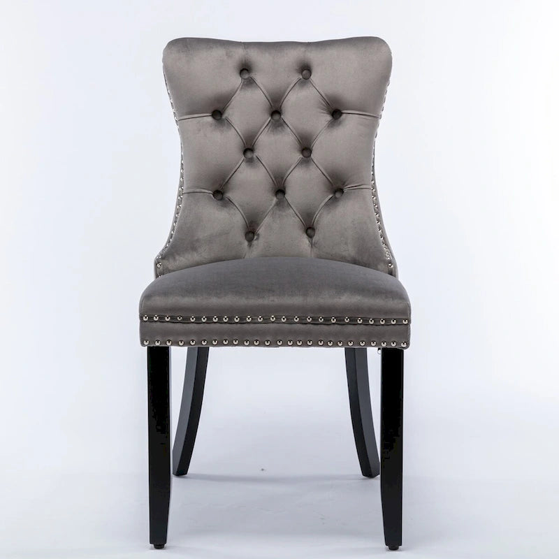 High-end Tufted Solid Wood Contemporary Velvet Upholstered Dining Chair with Wood Legs Nailhead Trim 2-Pcs Set,Gloden