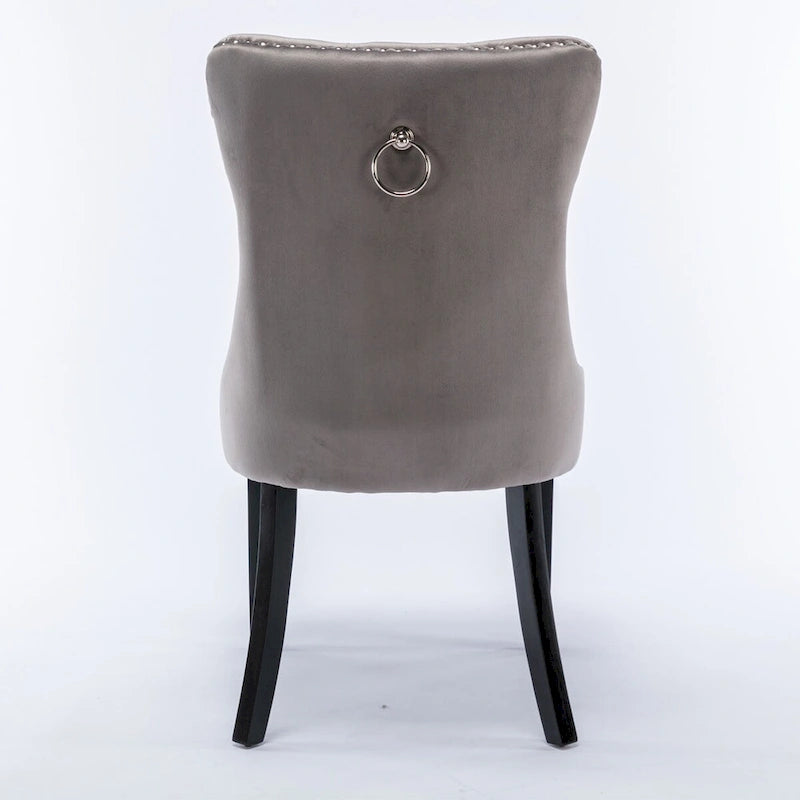 High-end Tufted Solid Wood Contemporary Velvet Upholstered Dining Chair with Wood Legs Nailhead Trim 2-Pcs Set,Gloden