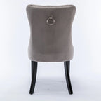 High-end Tufted Solid Wood Contemporary Velvet Upholstered Dining Chair with Wood Legs Nailhead Trim 2-Pcs Set,Gloden
