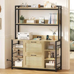 Natural / Black / Brown 6-Layer Vertical File Cabinet with Lock & Charging Station, 1–2 Person