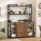 Natural / Black / Brown 6-Layer Vertical File Cabinet with Lock & Charging Station, 1–2 Person
