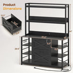 Natural / Black / Brown 6-Layer Vertical File Cabinet with Lock & Charging Station, 1–2 Person