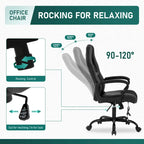 Black Faux Leather Ergonomic Office Chair with Lumbar Massage, Single