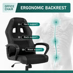 Black Faux Leather Ergonomic Office Chair with Lumbar Massage, Single