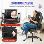 Black Faux Leather Ergonomic Office Chair with Lumbar Massage, Single