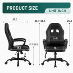Black Faux Leather Ergonomic Office Chair with Lumbar Massage, Single