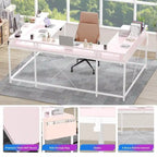Bureau d'ordinateur réversible en forme de U avec lumières LED et prises de courant, 2 personnes