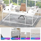 Bureau d'ordinateur réversible en forme de U avec lumières LED et prises de courant, 2 personnes