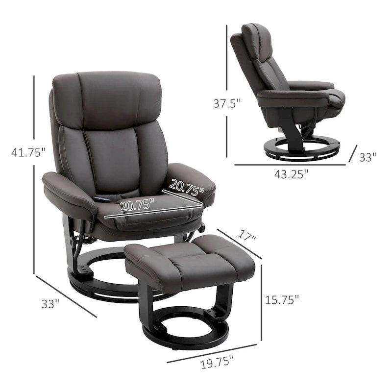 Fauteuil inclinable de massage en cuir PU HOMCOM avec repose-pieds