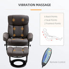 Fauteuil inclinable de massage en cuir PU HOMCOM avec repose-pieds