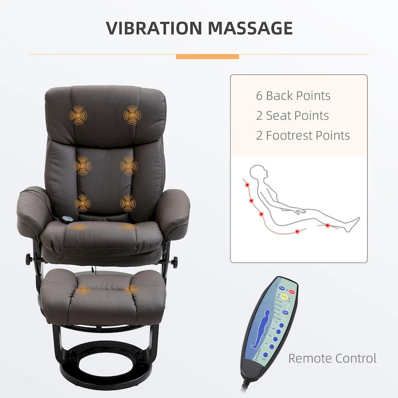 Fauteuil inclinable de massage en cuir PU HOMCOM avec repose-pieds