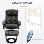 Fauteuil inclinable de massage en cuir PU HOMCOM avec repose-pieds