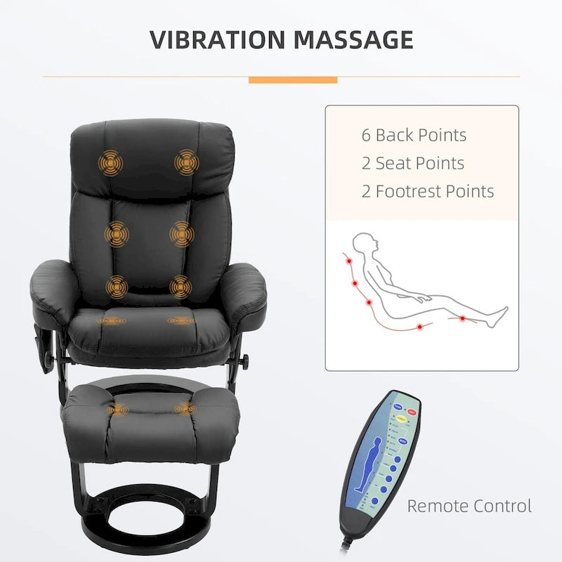 Fauteuil inclinable de massage en cuir PU HOMCOM avec repose-pieds