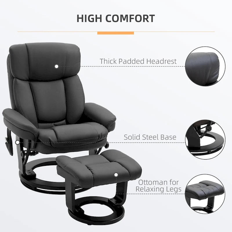 Fauteuil inclinable de massage en cuir PU HOMCOM avec repose-pieds