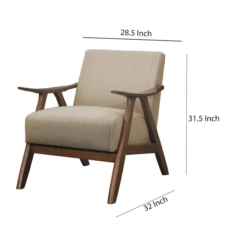 Accent Chair, Brown, Fabric Upholstered, Single Seat