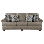 Taupe Brown / Espresso Brown Nailhead Trim Sofa, 3-Seat