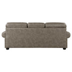 Taupe Brown / Espresso Brown Nailhead Trim Sofa, 3-Seat
