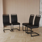Modern Dining Chairs,PU Faux Leather High Back Upholstered Side Chair with C-shaped Tube.Metal Legs(Set of 4)