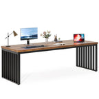 Bureau informatique 2 personnes chêne et noir, 200 cm