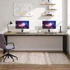 Bureau informatique 2 personnes chêne et noir, 200 cm
