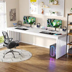 Bureau informatique 2 personnes chêne et noir, 200 cm