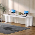 Bureau informatique 2 personnes chêne et noir, 200 cm