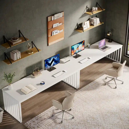 Bureau informatique 2 personnes de 199,9 cm, bureau exécutif en bois pour bureau à domicile