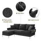 L-shaped Convertible Sectional Sofa, Chenille Sofa Couch with Reversible Chaise Lounge for Living Room, Apartment