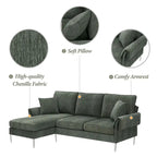 L-shaped Convertible Sectional Sofa, Chenille Sofa Couch with Reversible Chaise Lounge for Living Room, Apartment
