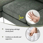 L-shaped Convertible Sectional Sofa, Chenille Sofa Couch with Reversible Chaise Lounge for Living Room, Apartment