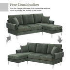 L-shaped Convertible Sectional Sofa, Chenille Sofa Couch with Reversible Chaise Lounge for Living Room, Apartment