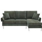 L-shaped Convertible Sectional Sofa, Chenille Sofa Couch with Reversible Chaise Lounge for Living Room, Apartment