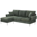 L-shaped Convertible Sectional Sofa, Chenille Sofa Couch with Reversible Chaise Lounge for Living Room, Apartment