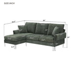 L-shaped Convertible Sectional Sofa, Chenille Sofa Couch with Reversible Chaise Lounge for Living Room, Apartment