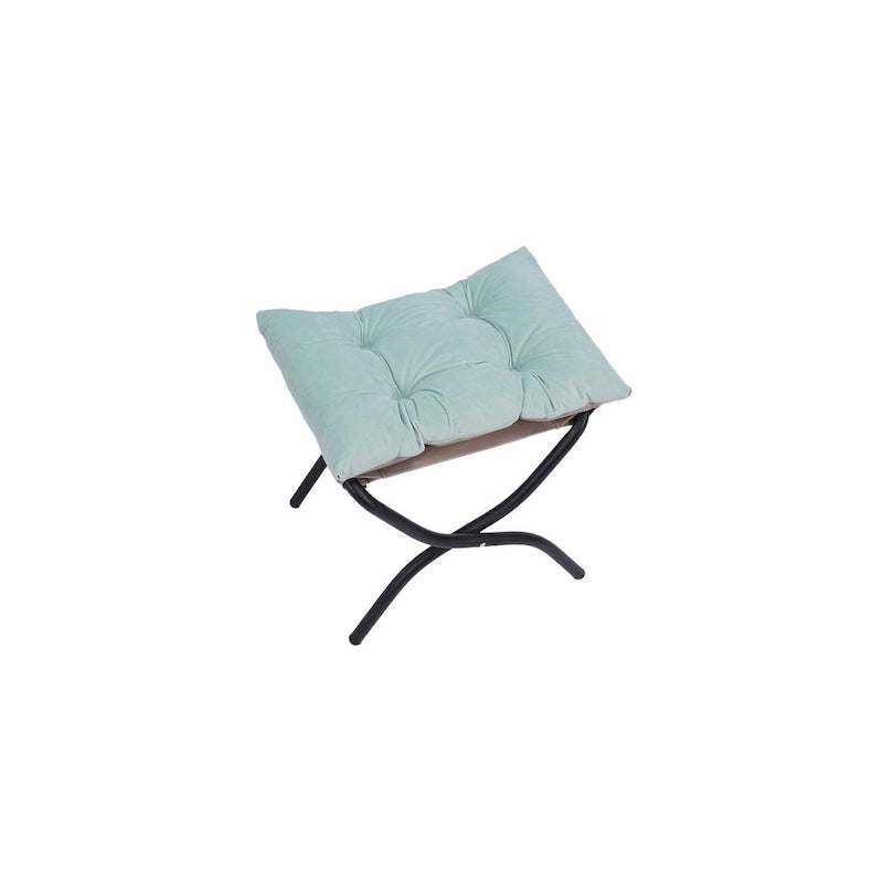 Fauteuil de salon contemporain Accent, fauteuil simple à cadre en acier avec accoudoirs et une poche latérale, avec repose-pieds, avec tabouret.