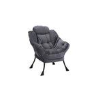 Fauteuil de salon contemporain Accent, fauteuil simple à cadre en acier avec accoudoirs et une poche latérale, avec repose-pieds, avec tabouret.